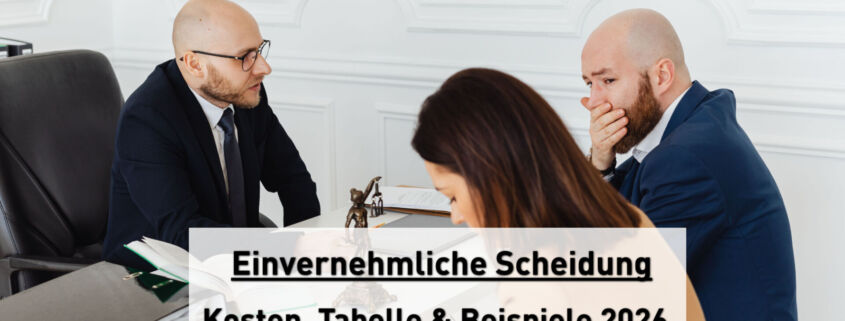 Einvernehmliche Scheidung: Kosten, Tabelle, Beispiele 2026